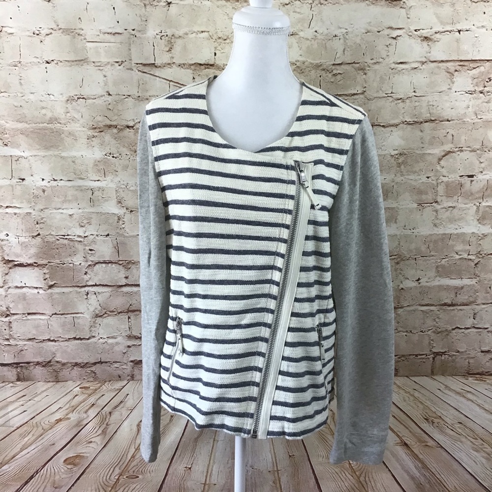 Lou & Grey Gray Blue White Moto Jacket Large